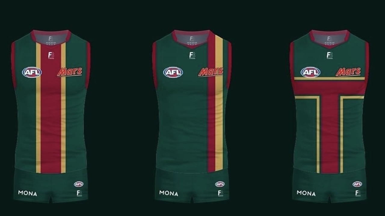 Tasmania football jumper designs by Fletcher Burns. Picture FB_Designs