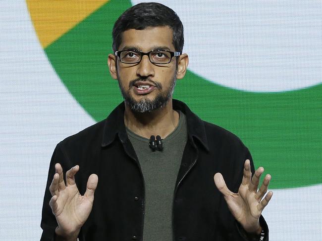 Google CEO Sundar Pichai speaks during a product event. Picture: AP