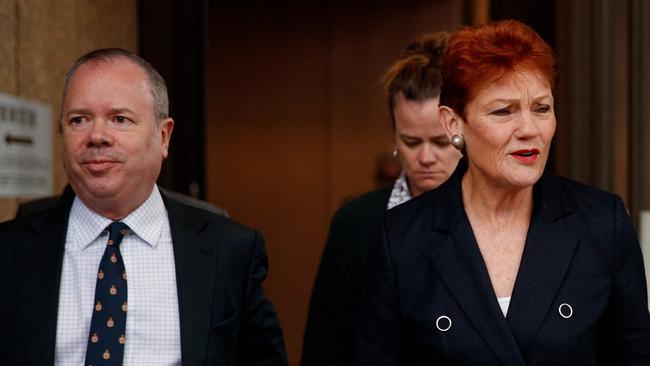 Senator Pauline Hanson leaves the Federal Court.