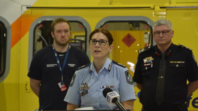 Queensland Police Service Southern Region Assist Commissioner Kath Innes at the launch of the Queensland Road Safety Week, at the Toowoomba LifeFlight base, on August 26, 2024.