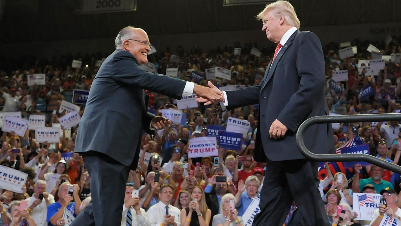 Giuliani with Donald Trump in 2016 in North Carolina during the campaign which saw the billionaire elected as president. Picture: Sara D Davis/Getty Images