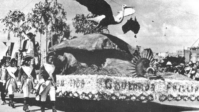 A float depicting the landing of Capt Arthur Phillip in Sydney Cove