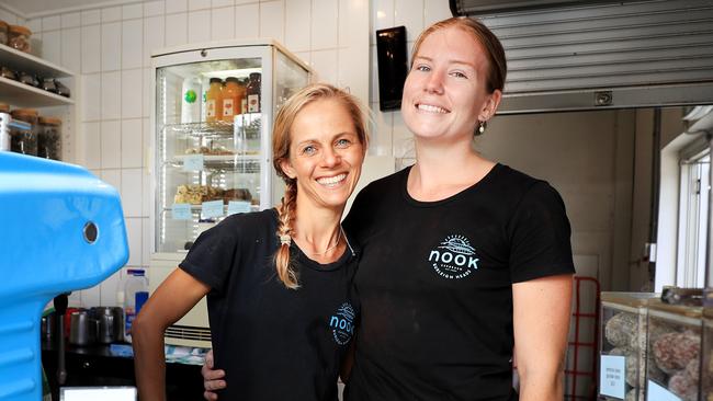 Nook Cafe staff Fabiann Robazza and Nicolle Thompson. Picture: Scott Powick