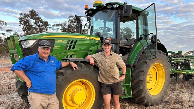 John Wright with year-11 student Jet Newick, 16, who is completing his second year of Certificate II in Agriculture.