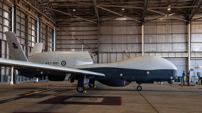 Fourteen-and-a-half meters long and with a 40m wingspan, the MQ 4C Triton at Katherine RAAF Base Tindal. Picture: Pema Tamang Pakhrin