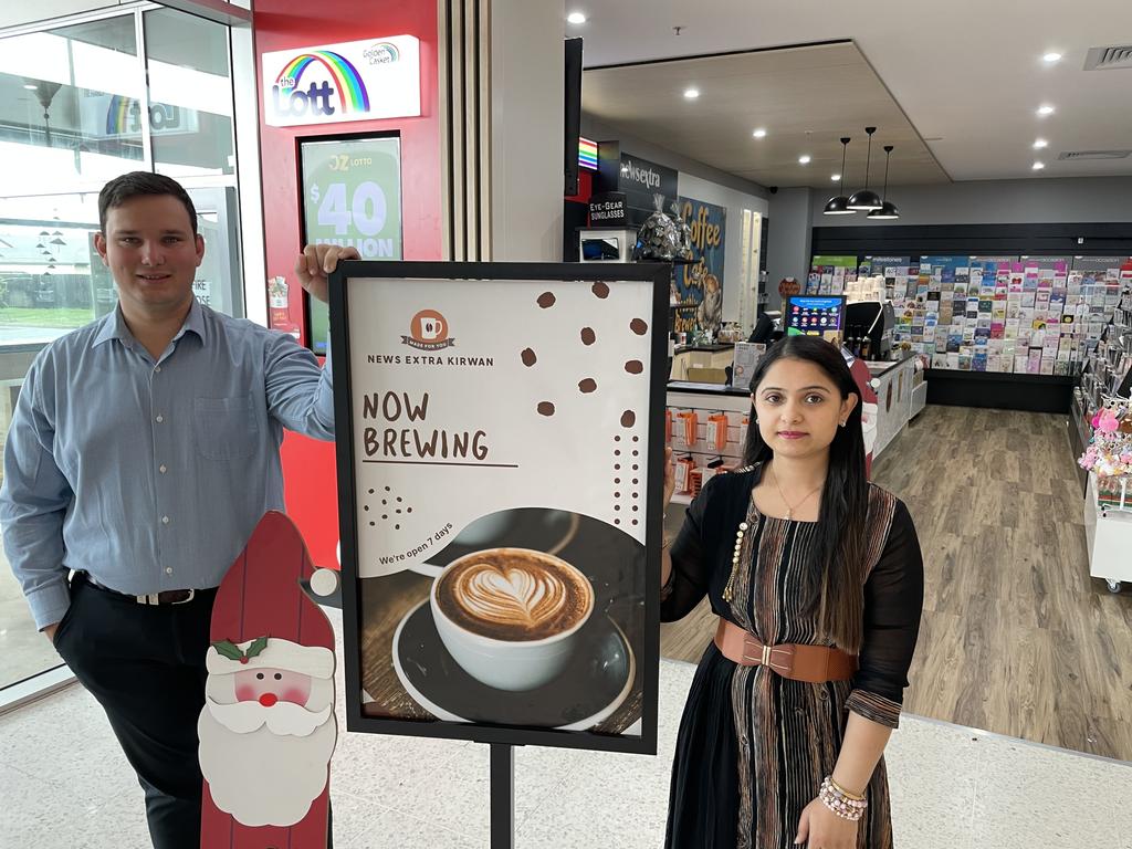 Colliers leasing executive Reagan Stokely with New Extra Kirwan co-owner Prerna Thukral outside the new store in Thuringowa Village Shopping Centre. Picture: Leighton Smith.