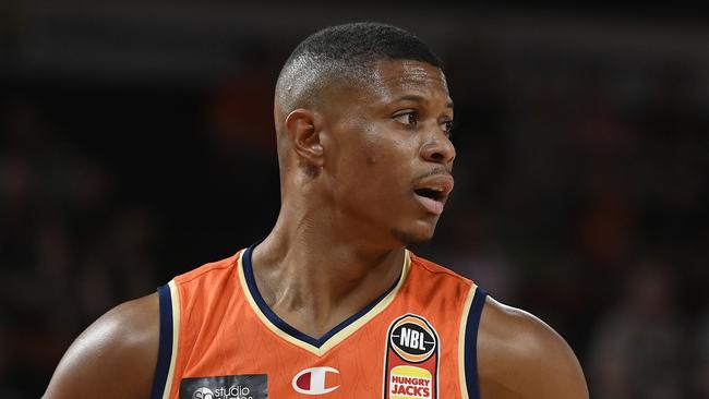 Scott Machado of the Taipans looks on during the round two NBL match between Cairns Taipans and Tasmania Jackjumpers. (Photo by Ian Hitchcock/Getty Images)