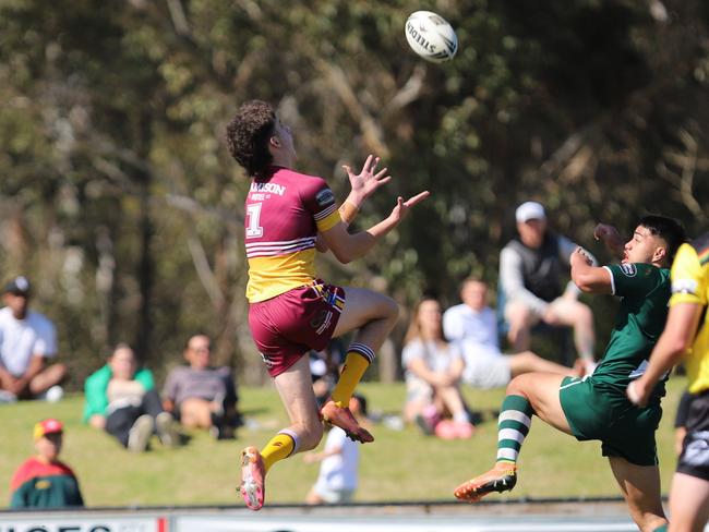 Jirah Liddiard takes off for Glenmore Park U19s in the 2023 grand final. Picture: Steve Montgomery