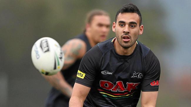 Penrith Panther Tyrone May was arrested and charged on Tuesday over the sex tape scandal, one of which was allegedly filmed in Coffs Harbour. Picture: Brett Costello