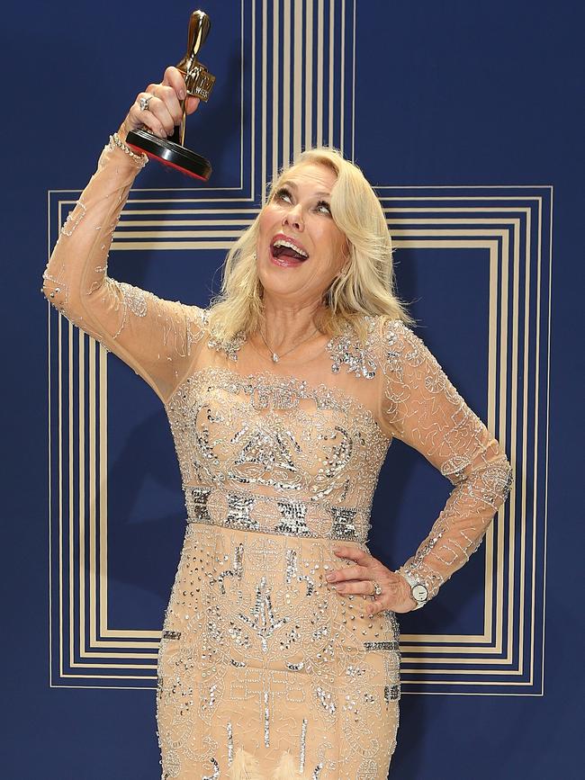 Triumphant Kerri-Anne Kennerley with her Hall of Fame Logie in 2017.