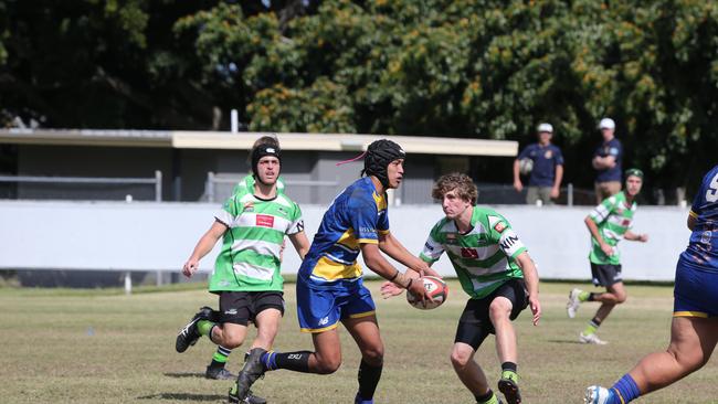 Action galleries of the junior rugby union grand finals, match played at Surfers Paradise Home Ground. Gold Coast Eagles Vs Currumbin Alligators under 16s division. Picture Mike Batterham