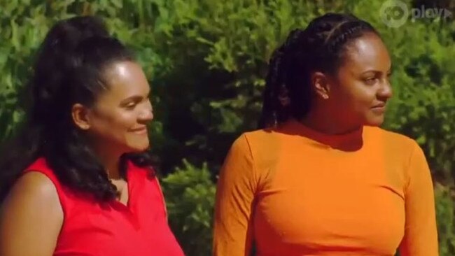 A slightly sheepish Sandra (left) and daughter Nina join the other contestants in episode one.