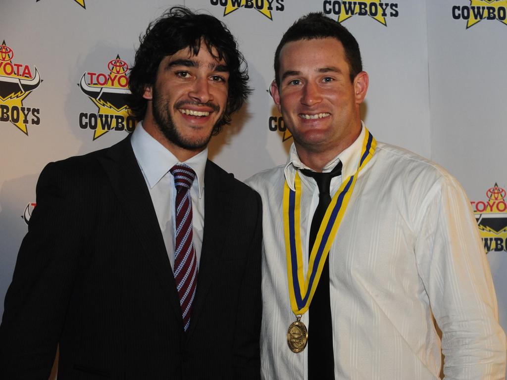 Johnathan Thurston and teammate Aaron Payne in 2008. Picture: Townsville Bulletin