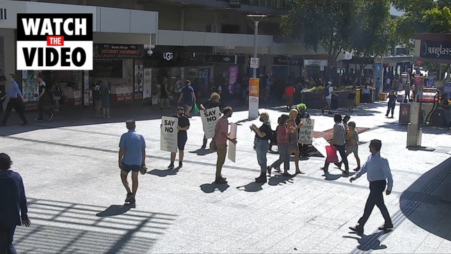 Jonathan Sri protests in Queen St Mall