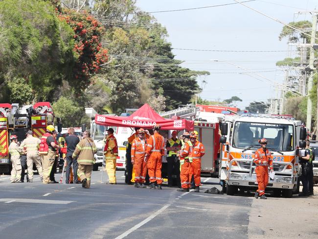 SES crews at the scene. Picture: David Crosling