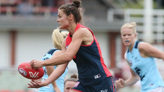 Maddie Boyd in action for Melbourne against Carlton. Picture: David Crosling