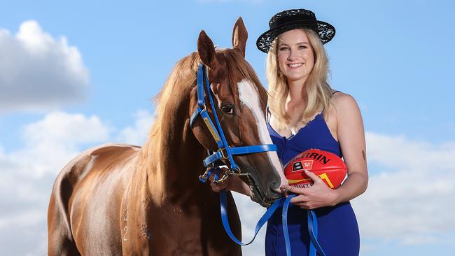 AFLW footballer Breann Moody with Single Gaze. Picture: Ian Currie