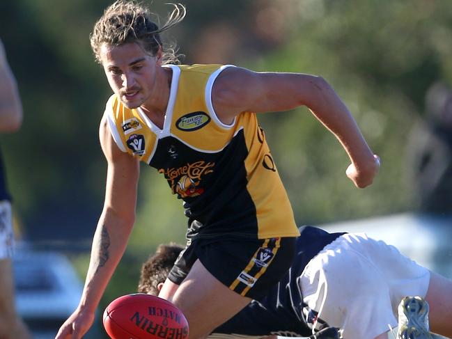 Brenton James Credlin of Frankston in action during the Peninsula League match between Frankston YCW and Edi-Asp played at John Coburn Oval on Saturday, May 14, 2016, in Frankston, Victoria, Australia. Picture: Hamish Blair