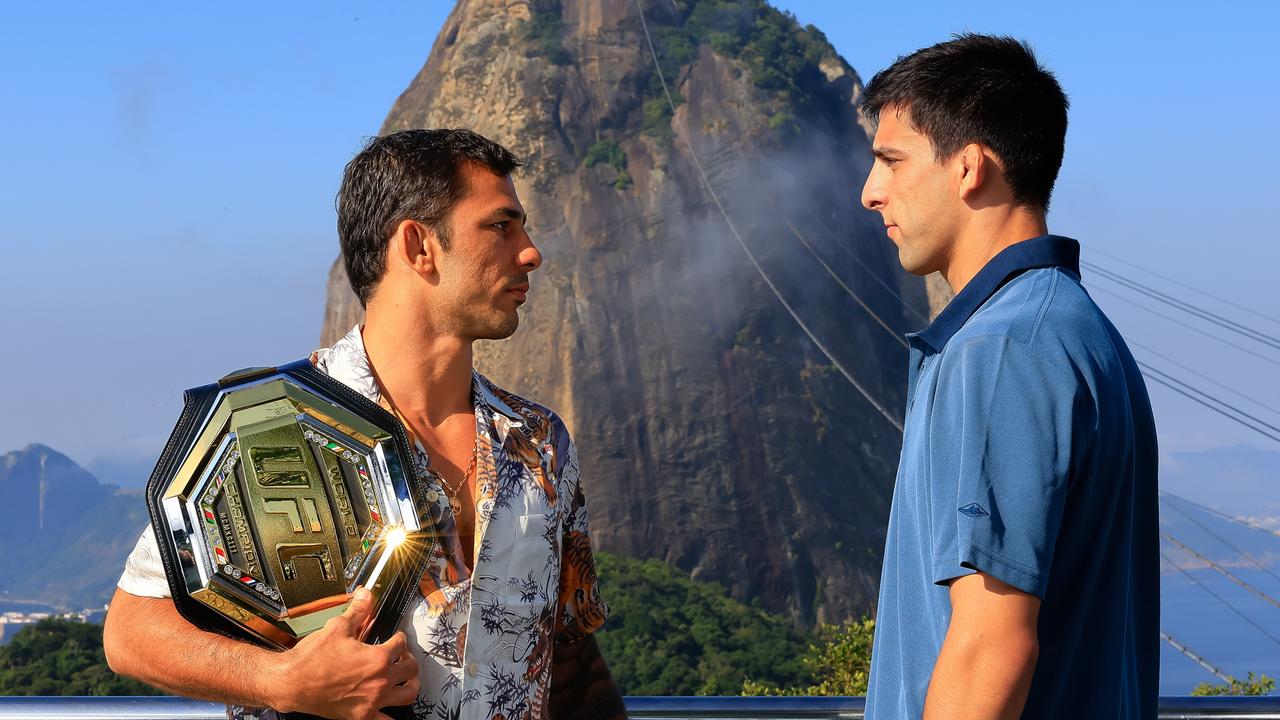 UFC flyweight champion Alexandre Pantoja and No.10 ranked contender Steve Erceg at the iconic Sugar Loaf ahead of their main event bout this Sunday, May 5 at Farmasi Arena in Rio de Janeiro, Brazil.
