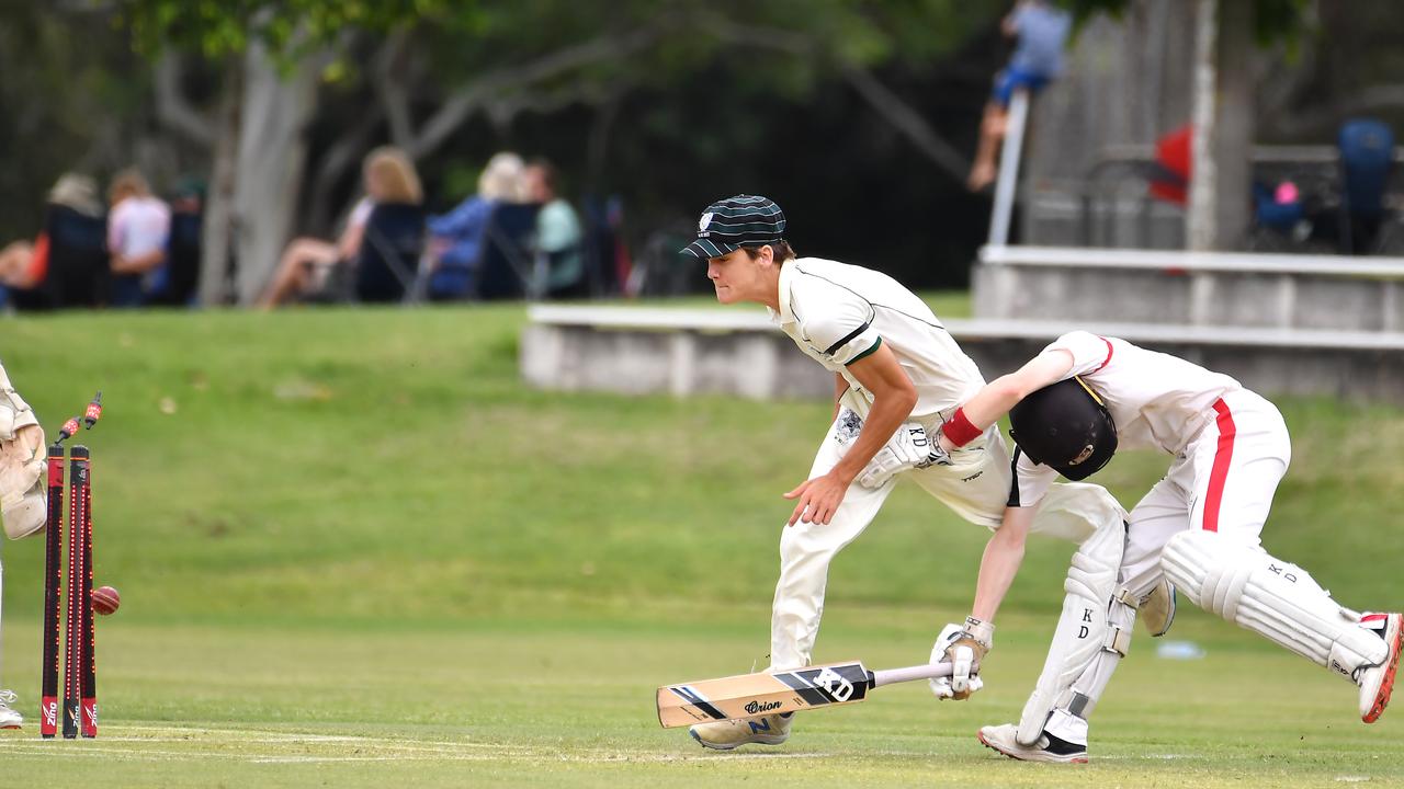 Terrace batsman John Joyce collides with a BBC fielder during a run. Picture, John Gass