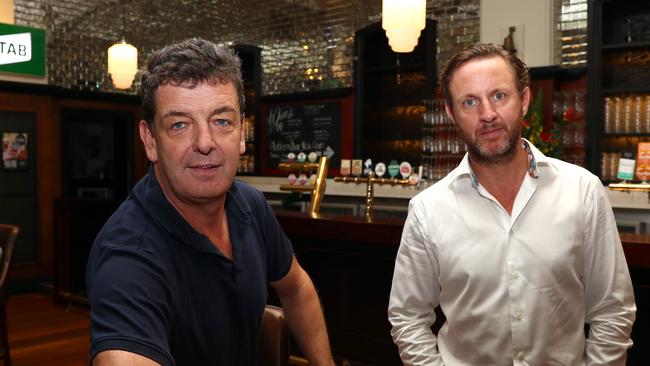 Pub owner Jaz Mooney, left, at one of his pubs in Brisbane.