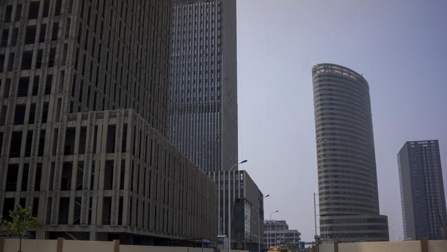 Unfinished buildings and vacant streets in Xiangluo Bay. Yujiapu &amp; Xiangluo Bay, a new biggest central business district under construction in Tianjin, was expected to be China's Manhattan, but is now a ghost city. Picture: Getty