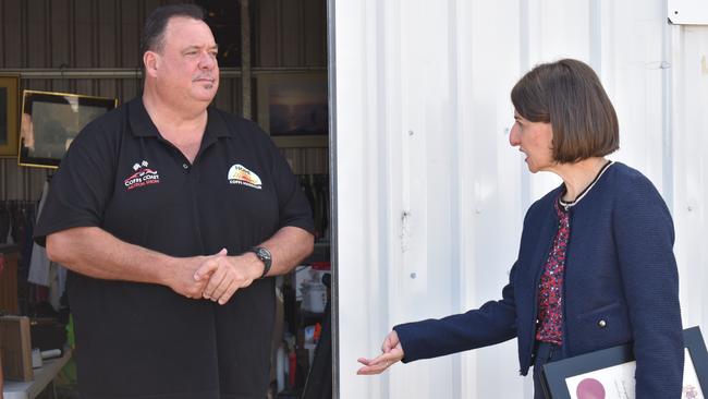 NSW Premier Gladys Berejiklian speaks with Hope for Homeless Coffs Harbour founder Dean Evers.