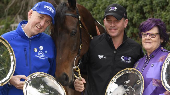 Winx part-owner Peter Tighe (left) owns a share in Melbourne Cup hopeful Finche. Picture: Getty Images