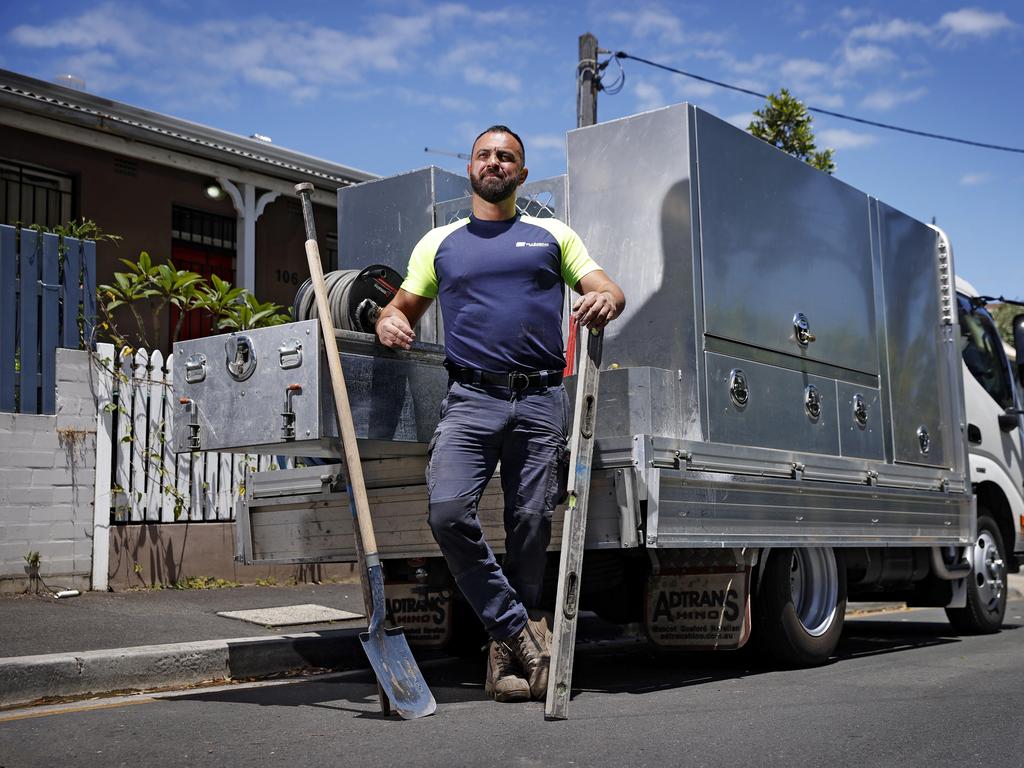 Alex Taskun from GT Plumbing in Sydney says if heatwaves impact work more in future, customers will have to show more understanding. Picture: Sam Ruttyn