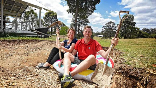 GOING SWIMMINGLY: Jody and Brendan Allen are delving into a unique new DIY project - building their own pool. Picture: Renee Albrecht