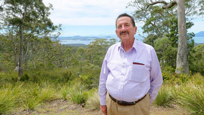 Glamorgan Spring Bay Mayor Michael Kent at the Three Thumps lookout off Wielangta Rd last year. Picture: RICHARD JUPE