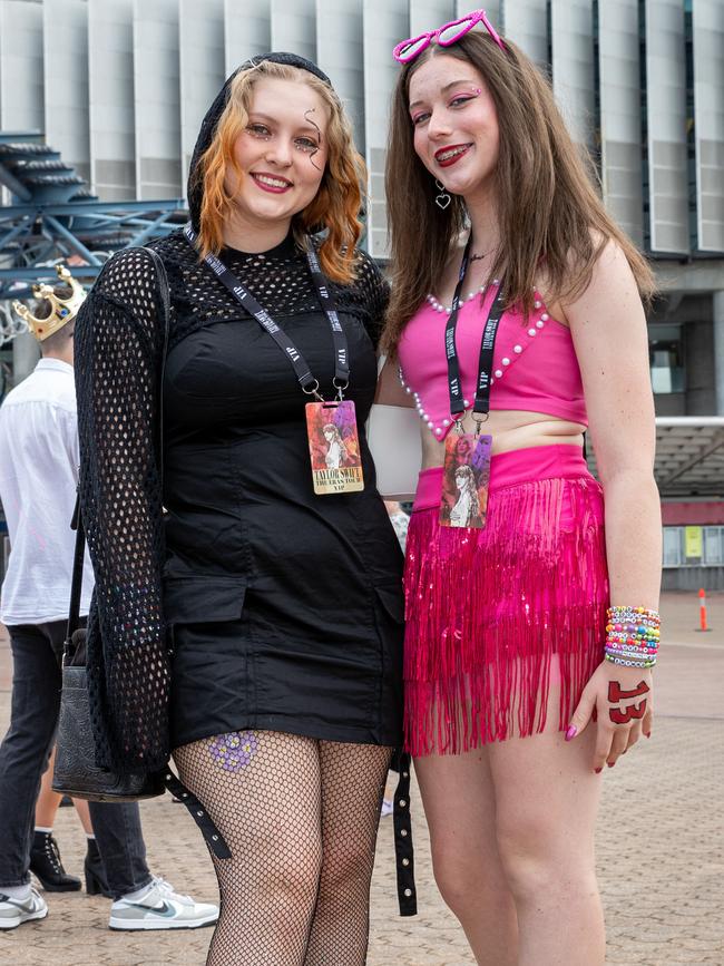 SYDNEY, AUSTRALIA - Daily Telegraph Photos February 26, 2024: Chloe and Mia Boardman at Taylor Swift's The Eras Tour concert held at Accor Stadium in Sydney. Picture: Christian Gilles