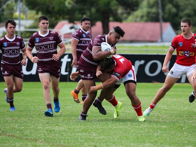 Simione Laiafi is an imposing figure for Manly. Picture: Gaye Gerard