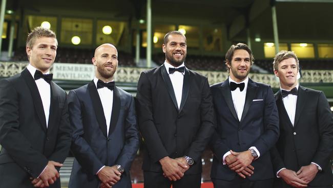 Franklin with Kieren Jack, Jarrad McVeigh, Josh Kennedy and Luke Parker at the SCG.