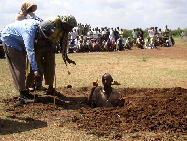 Mohamed Abukar Ibrahim, 48, was stoned to death by militants from the Hizb Al-Islam group in Afgoye, district Somalia, in 2009. Picture: AP/Farah Abdi Warsameh