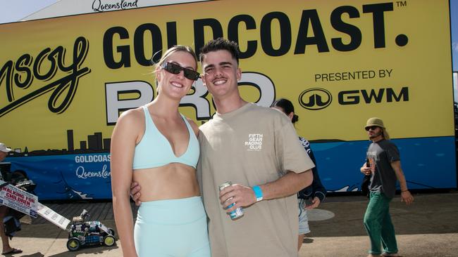 Laura Ashwin and Yianni Saroglou at the Gold Coast Pro, Burleigh Heads. Picture: Glenn Campbell