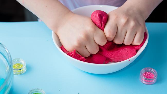 Making playdoh from scratch is fun for the kids.