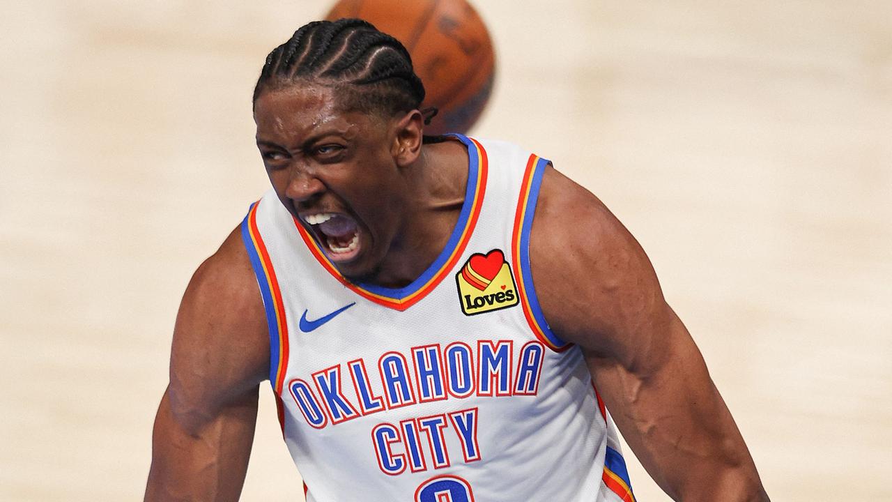 Jalen Williams after scoring. William Purnell/Getty Images/AFP