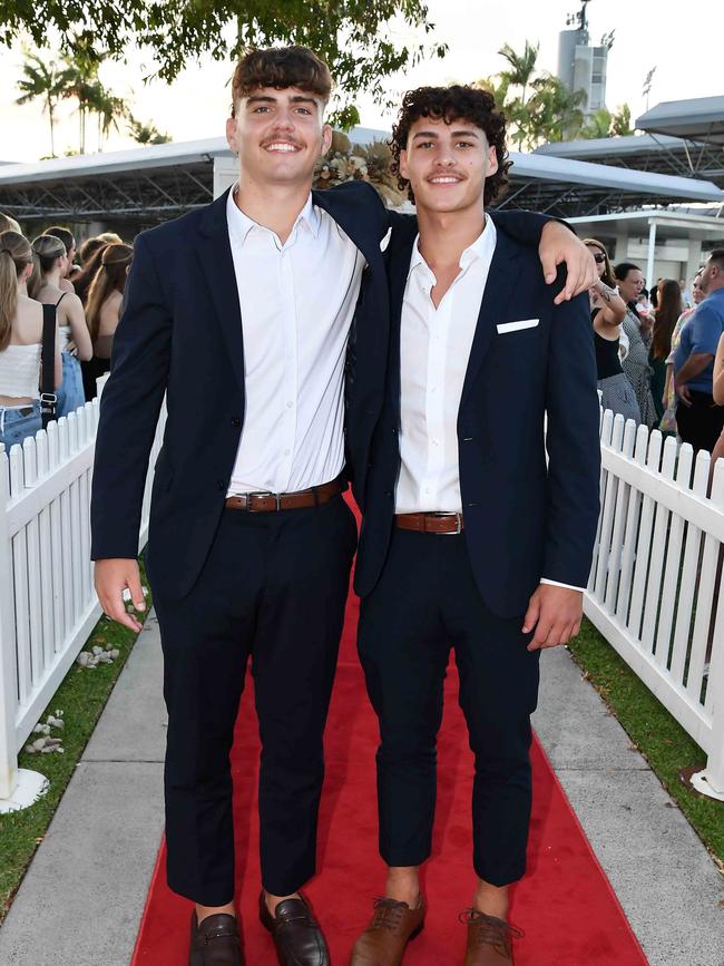 Boedy White and Tully Mclellan at the 2023 Caloundra State High School Year 12 formal. Picture: Patrick Woods.