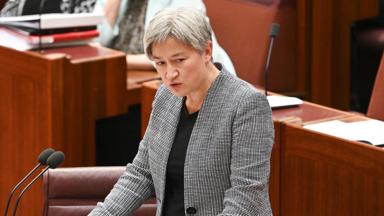 Foreign Minister Penny Wong says in the Senate at Parliament House in Canberra. Picture: NCA NewsWire / Martin Ollman