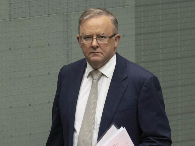 Anthony Albanese enters the House of Representatives in Parliament House for question time today. Picture: NCA NewsWire / Gary Ramage