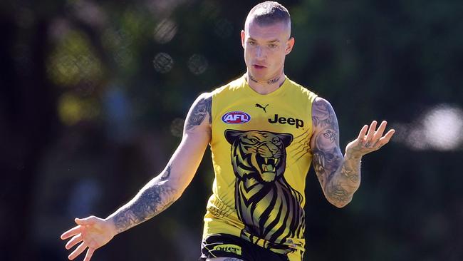 Richmond superstar Dustin Martin used to come over to Kane Farrell’s backyard for a kick with his older brother. Pic: Michael Klein