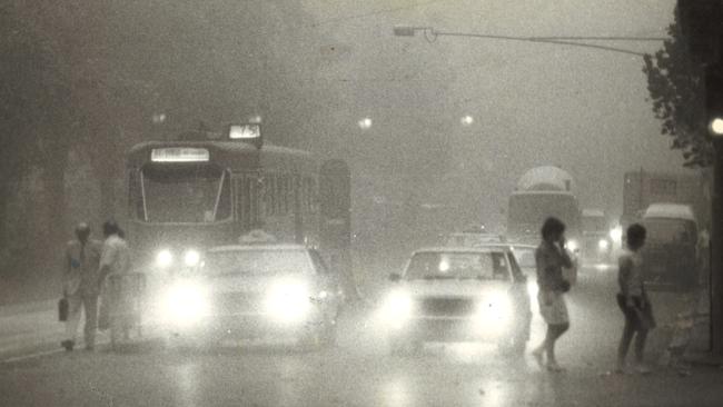 Dust storms occur more frequently in some parts of Victoria but to Melburnians they are a rare event. Picture: HWT Library