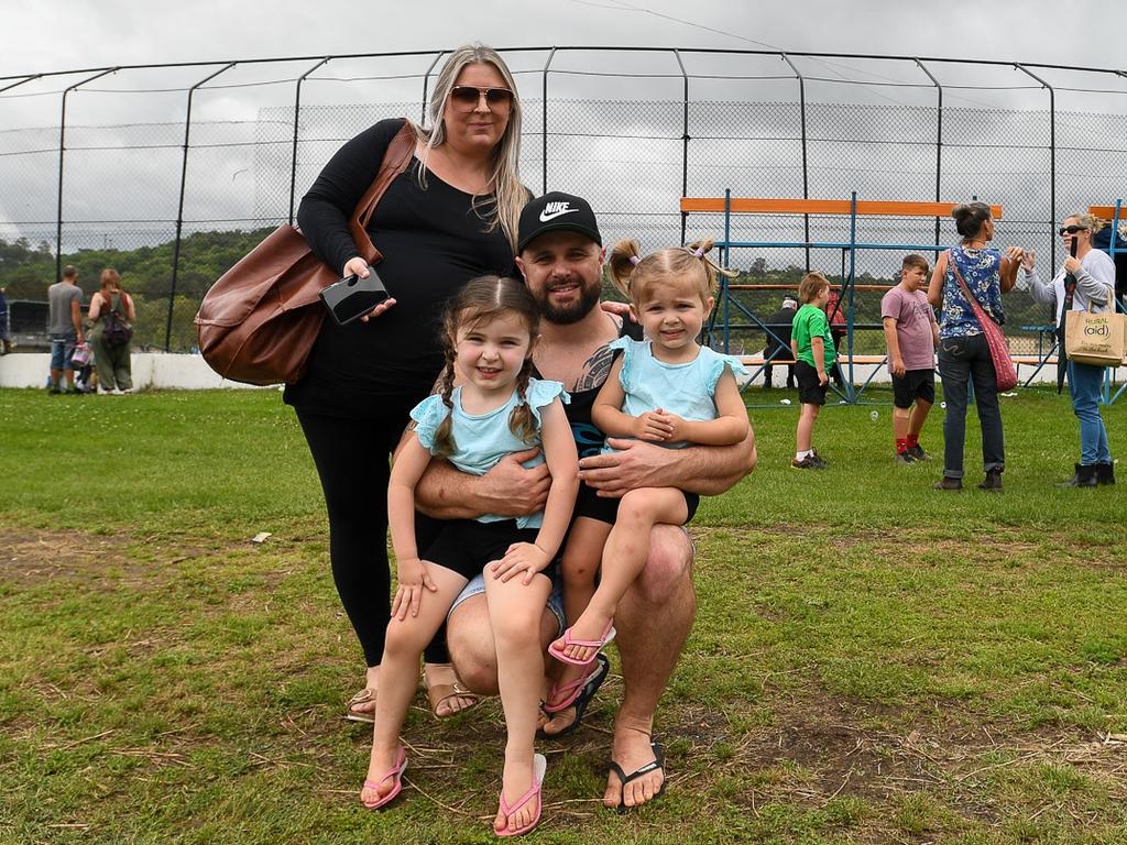 Family Staines with Mum, Hannah, Dad, Matthew, with daughters Layla and Skylar at the Lismore Show. Picture: Cath Piltz