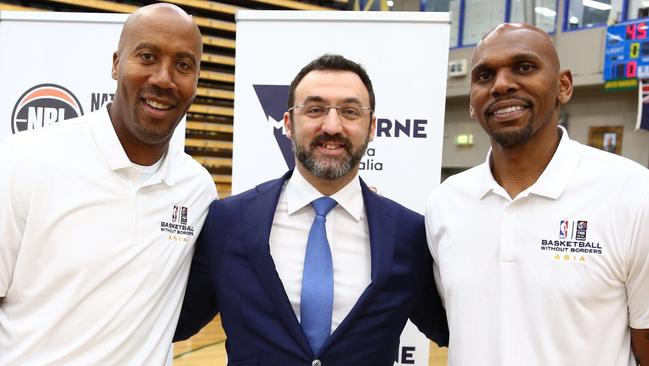 Bruce Bowen, Jeremy Loeliger and Jerry Stackhouse in Australia for the Basketball Without Borders camp. Now Bowen is headlining a basketball clinic for disadvantaged youth in Sydney.