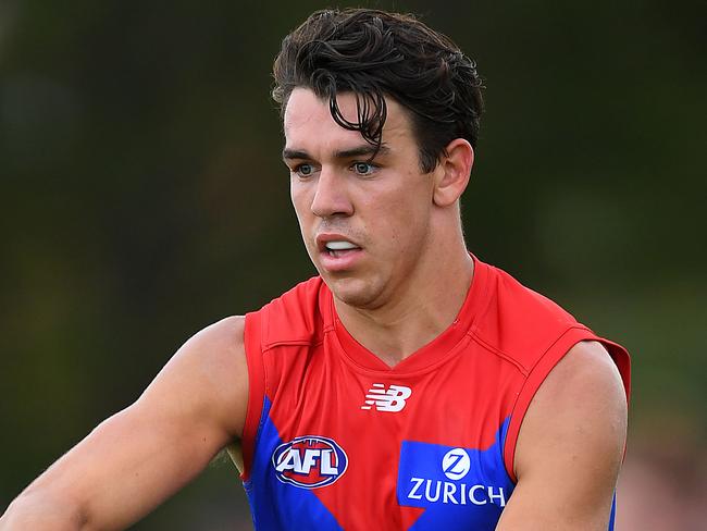 MELBOURNE, AUSTRALIA - MARCH 03: Marty Hore of the Demons kicks during the 2019 JLT Community Series AFL match between the Richmond Tigers and the Melbourne Demons at Deakin Reserve on March 03, 2019 in Melbourne, Australia. (Photo by Quinn Rooney/Getty Images)