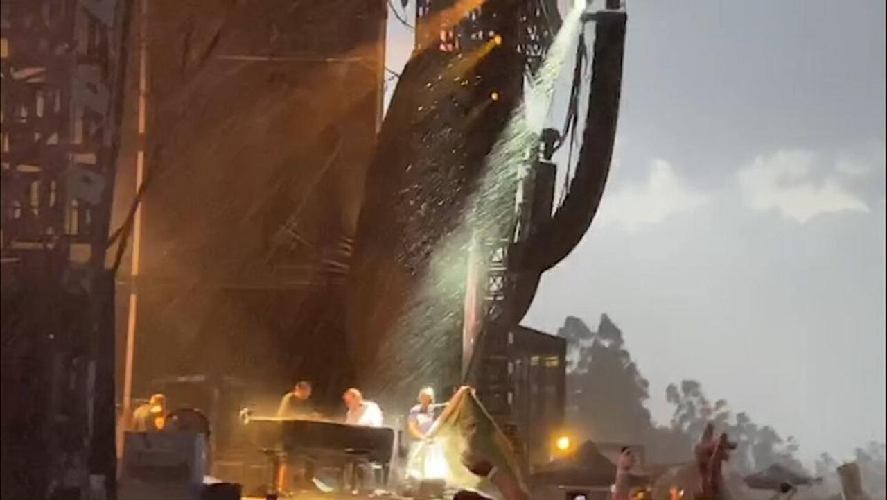 Elton John's A Day on the Green concert was cut short after a sudden storm pelted the event with hail. Picture: Supplied