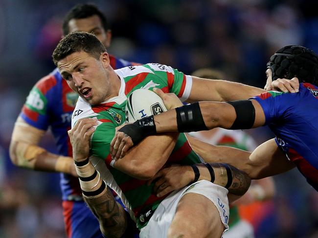 Sam Burgess always comes up big against the Bulldogs. Picture: Getty Images