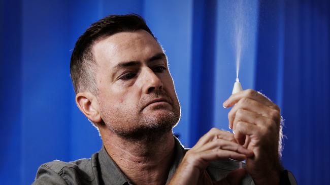 Principal Investigator Dr Rob Scott from the University of the Sunshine Coast who will soon begin a phase one clinical trial of a potential new nasal spray vaccine for COVID-19. Picture Lachie Millard