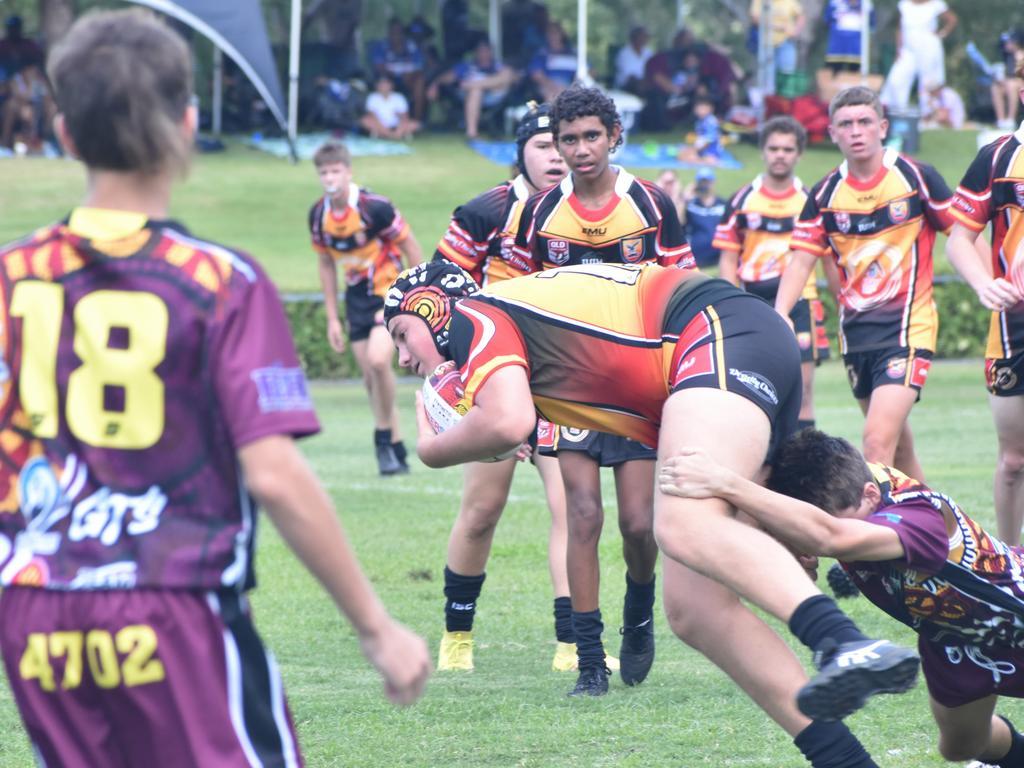 Warba Wangarunya Rugby League Carnival, under-16 boys, Gracemere Goannas versus Hawks, Rugby Park, Rockhampton, January 20, 2023.